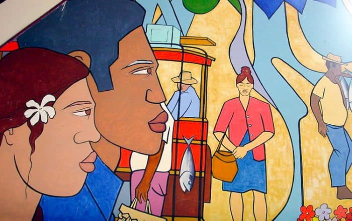 Fresque de Ravello au marché de Paopao à Moorea.