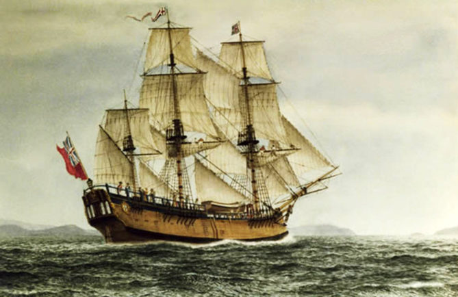 Le navire Endavour du capitaine James Cook