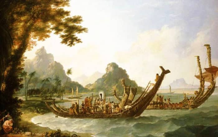 William Hodges, 1777, The War-boats of the Island of Otaheite,