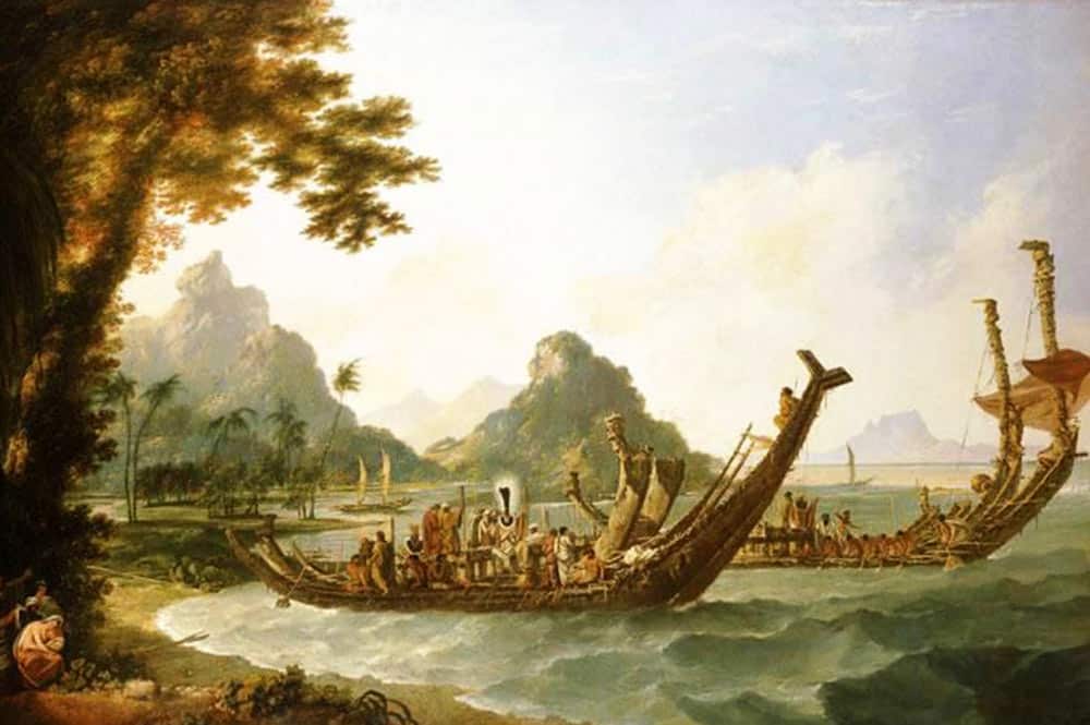 William Hodges, 1777, The War-boats of the Island of Otaheite,