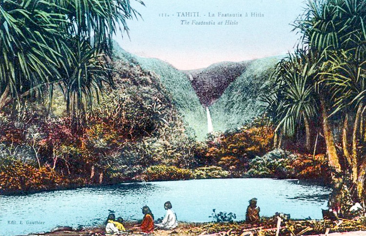 Cascade de la faautatia à Hitiaa Tahiti. Carte postale colorée Gauthier