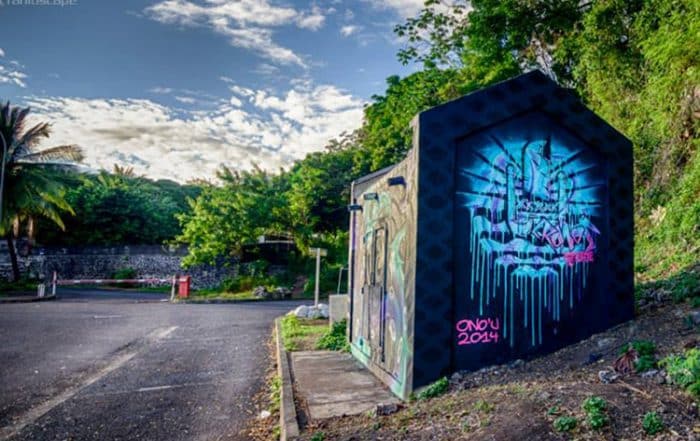 Papeete-street art par Cronos, transformateur EDT face au Cesc. Photo tahitiscape 2014