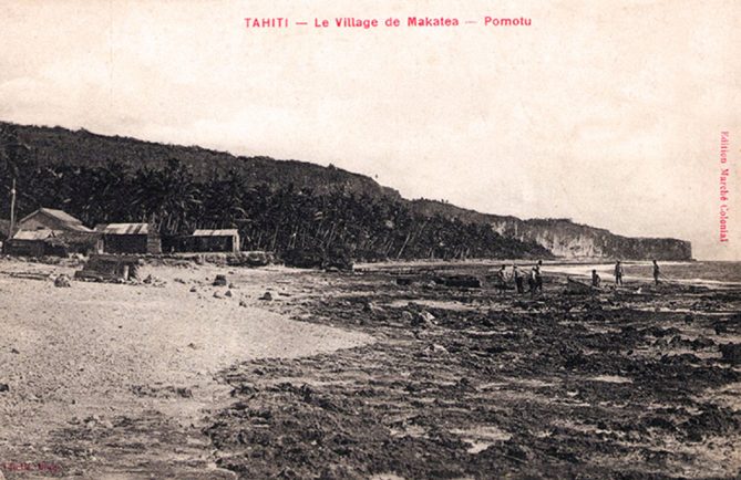 Le village de Temao, à Makatea vers 1910