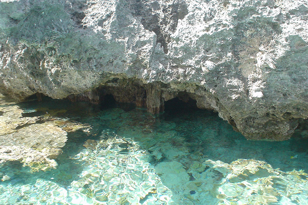 Entrée de la grotte Faitiga du sud de Anaa © Tahiti Heritage