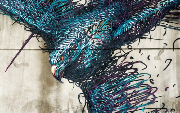 Street art, tête de l'oiseau à Papeete.