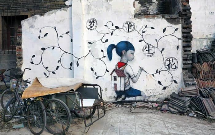 Fresque à Kang Ding Lu, Shanghaï par Seth. Photo Nouveaux Explorateurs Malland