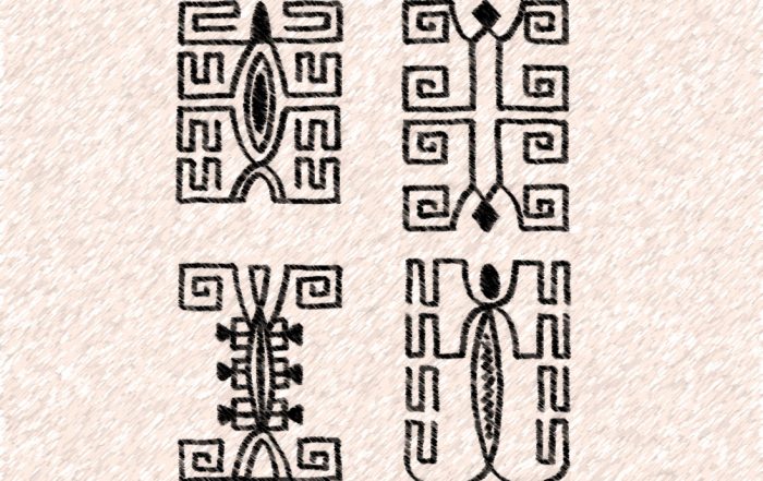 Motifs de tatouage marquisien représentant des nonos. K. Von den Steinen (1925)