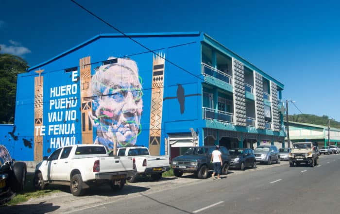 Street Art, portrait du navigateur Viliamu Tupaia par Askew, Raiatea