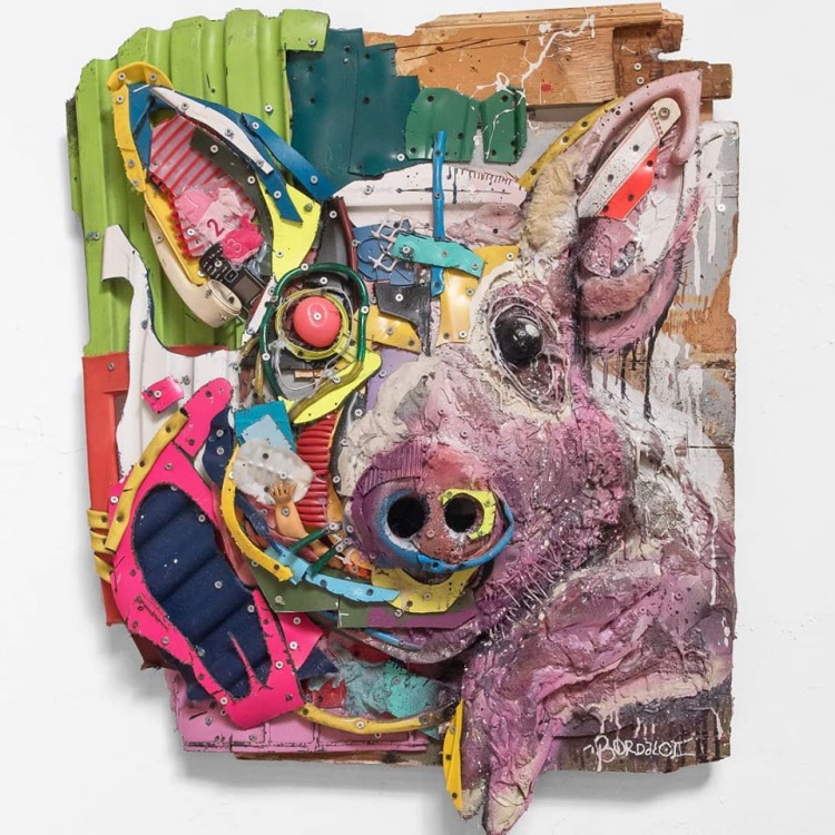 Street-art le demi cochon de Bordalo II 